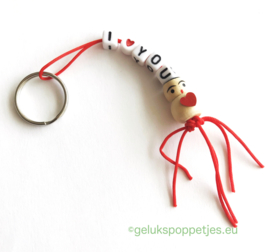 I love you gelukspoppetje hartje sleutelhanger