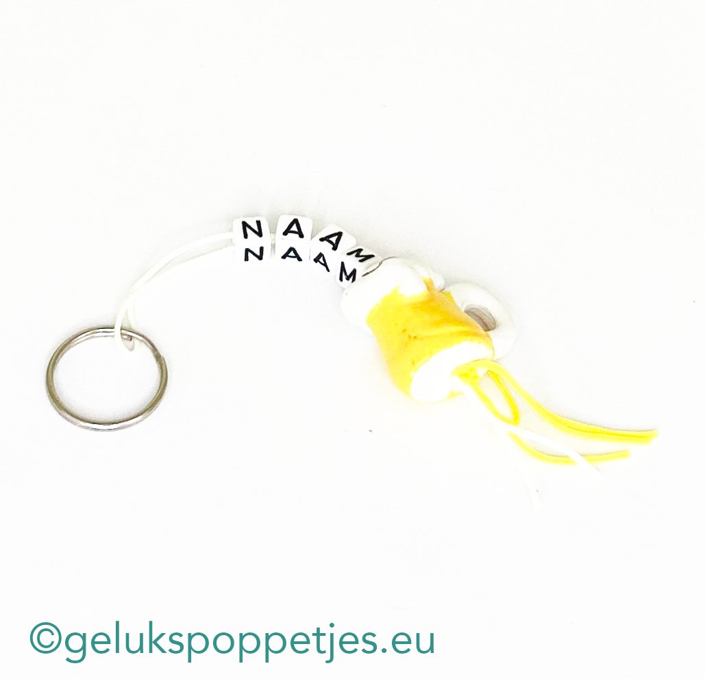 Naam sleutelhanger met geluks bierpul
