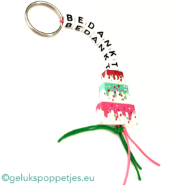 Bedankt sleutelhanger met gelukstaartje