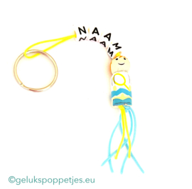 Naam sleutelhanger met tennisser gelukspoppetje