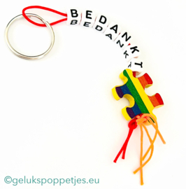 Bedankt sleutelhanger met geluks puzzelstukje