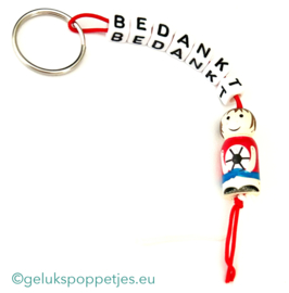 Bedankt sleutelhanger met voetballer gelukspoppetje
