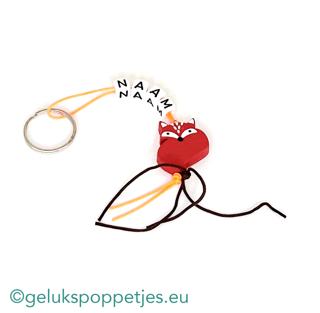 Naam sleutelhanger met geluksvosje