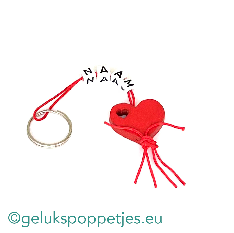 Naam sleutelhanger met hartje in hart hangertje