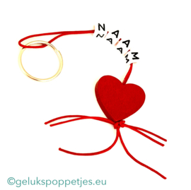 Naam sleutelhanger met rood gelukshartje