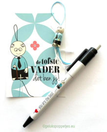 Gelukspoppetjes pen "you are the best" voor vader of opa