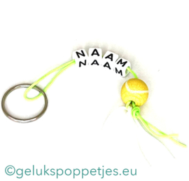 Naam sleutelhanger met geluks tennisballetje