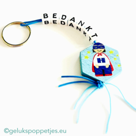 Bedankt sleutelhanger met superheldje