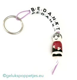 Bedankt sleutelhanger met gelukspoppetje oma