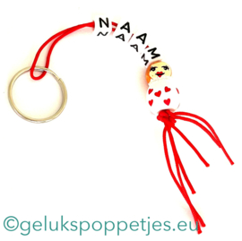Naam sleutelhanger met hartendiefje gelukspoppetje
