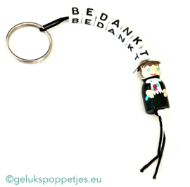 Bedankt sleutelhanger met professor gelukspoppetje