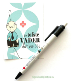 Gelukspoppetjes pen "you are the best" voor vader of opa