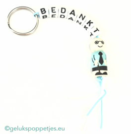 Bedankt sleutelhanger met opa gelukspoppetje