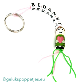 Bedankt sleutelhanger met gelukspoppetje Astrid