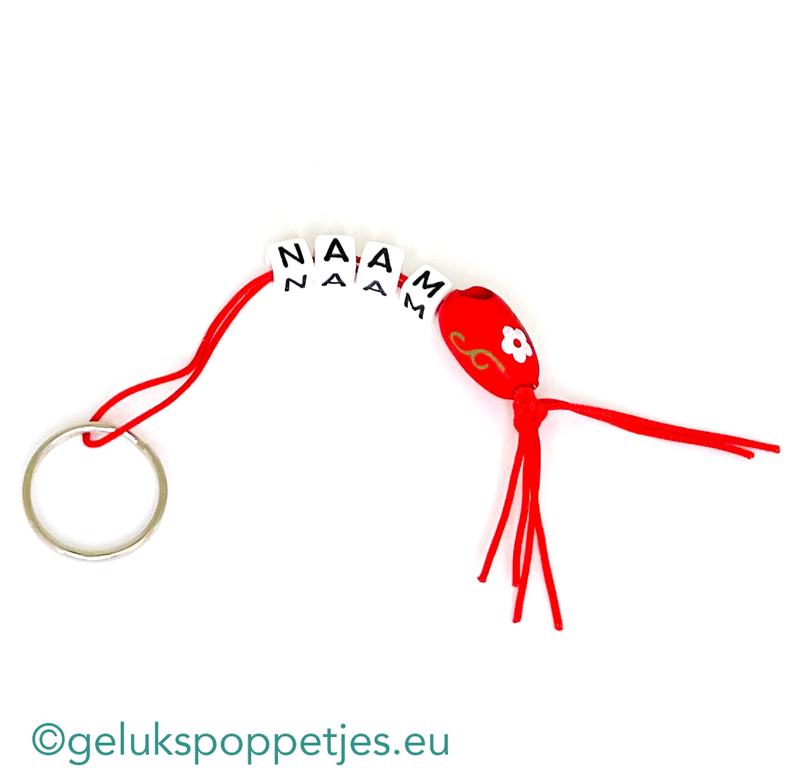 Naam sleutelhanger met geluksklompje
