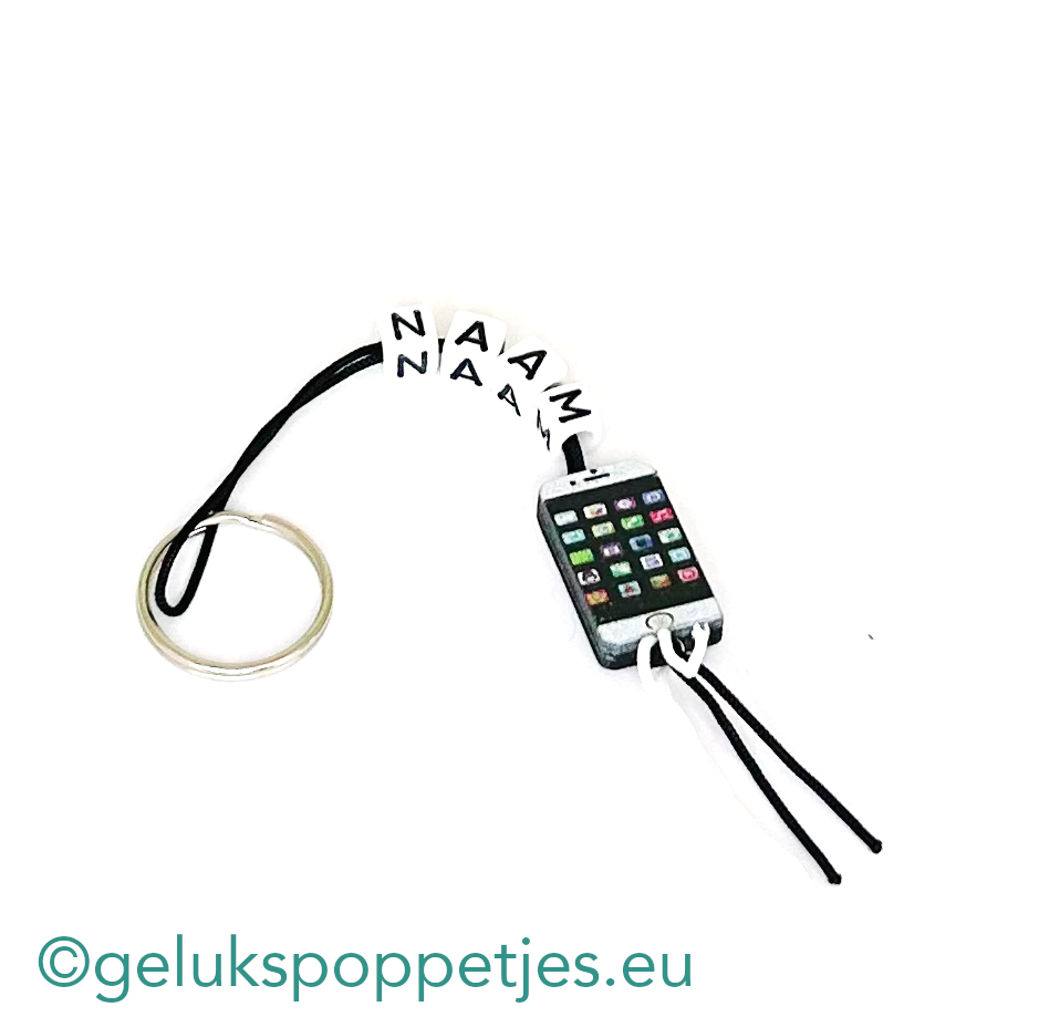 Naam sleutelhanger met geluks mobieltje