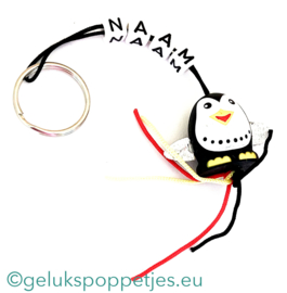 Naam sleutelhanger met pinguin gelukspoppetje