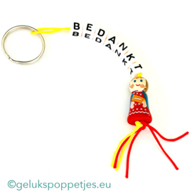 Bedankt sleutelhanger met geluks koningin
