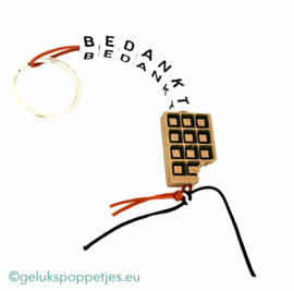 Bedankt sleutelhanger met chocola gelukshangertje