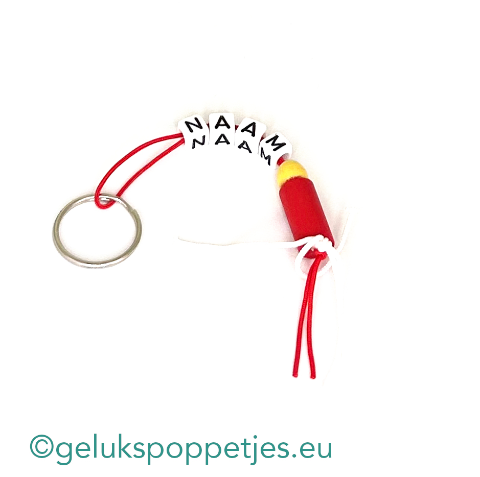 Naam sleutelhanger met gelukskaarsje