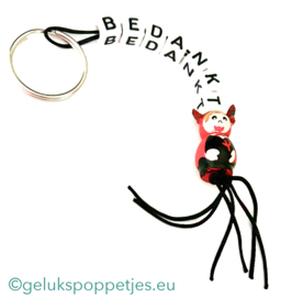Bedankt sleutelhanger met gelukspoppetje duiveltje