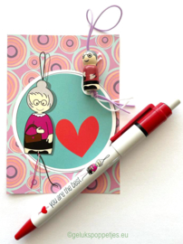 Gelukspoppetjes pen "you are the best" voor moeder of oma