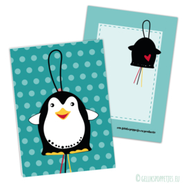 Gelukspoppetje penguin kaartje