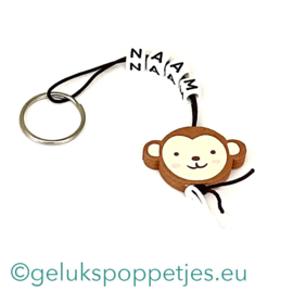 Naam sleutelhanger met geluksaapje