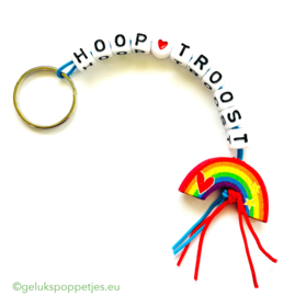 hoop en troost gelukspoppetjes sleutelhanger met regenboogje