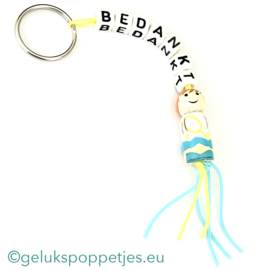 Bedankt sleutelhanger met gelukspoppetje tennisser
