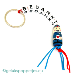 Bedankt sleutelhanger met postbode gelukspoppetje