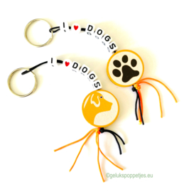 "I love dogs" gelukspoppetjes sleutelhanger