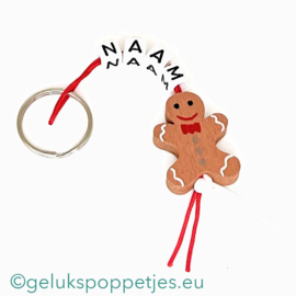 Naam sleutelhanger met gingerbread gelukspoppetje