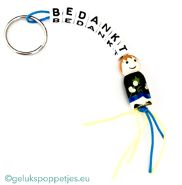Bedankt sleutelhanger met rockster gelukspoppetje