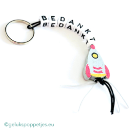 Bedankt sleutelhanger met geluksraketje