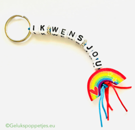 Ik wens jou een regenboog gelukspoppetjes sleutelhanger