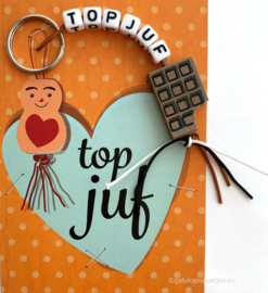 Topjuf sleutelhanger met gelukspoppetjes kaartje giftset