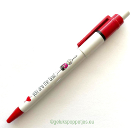 Gelukspoppetjes pen "you are the best" voor moeder of oma