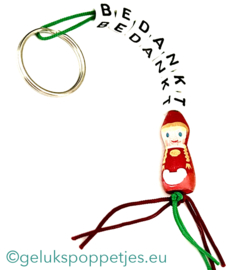 Bedankt sleutelhanger met roodkapje gelukspoppetje
