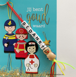 "Bedankt" sleutelhanger met gelukskaartje giftset