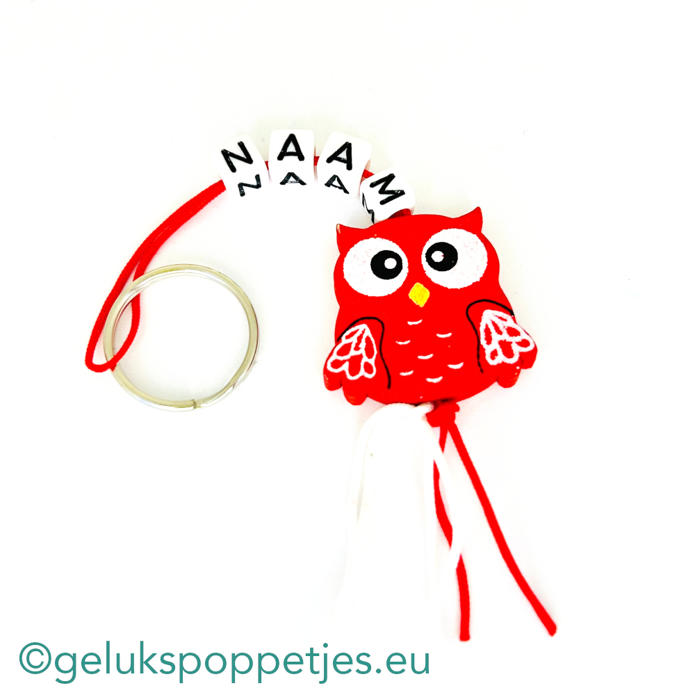 Naam sleutelhanger met plat geluksuiltje