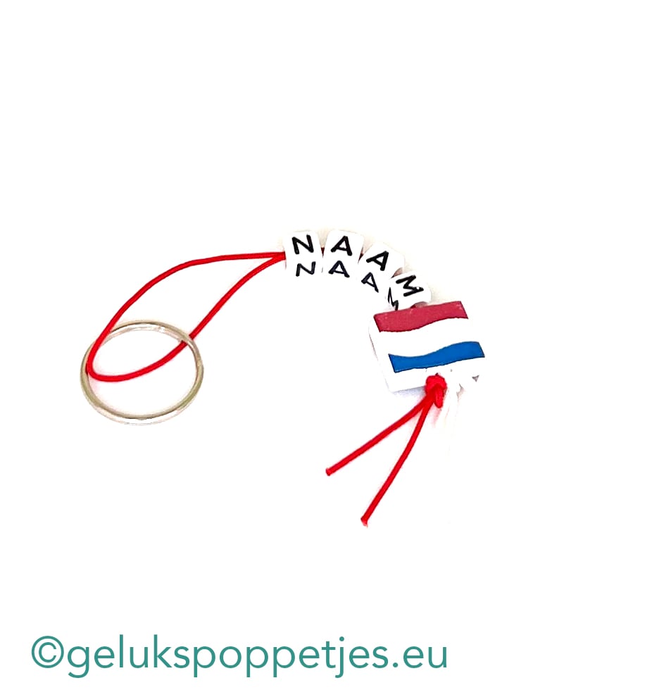 Naam sleutelhanger met de Nederlands vlag
