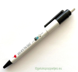 Gelukspoppetjes pen "you are the best" voor vader of opa