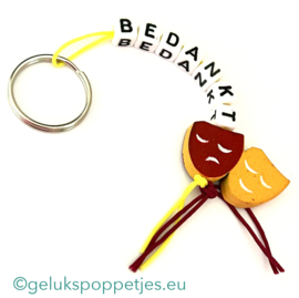 Bedankt sleutelhanger met geluksmaskers