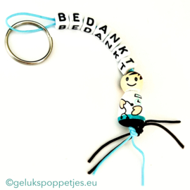 Bedankt sleutelhanger met broeder gelukspoppetje