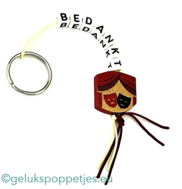 Bedankt sleutelhanger met gelukstheatertje
