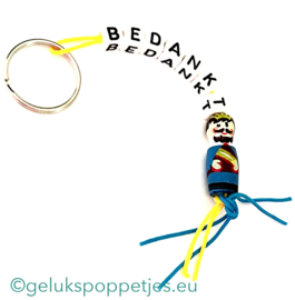 Bedankt sleutelhanger met gelukspoppetje koning