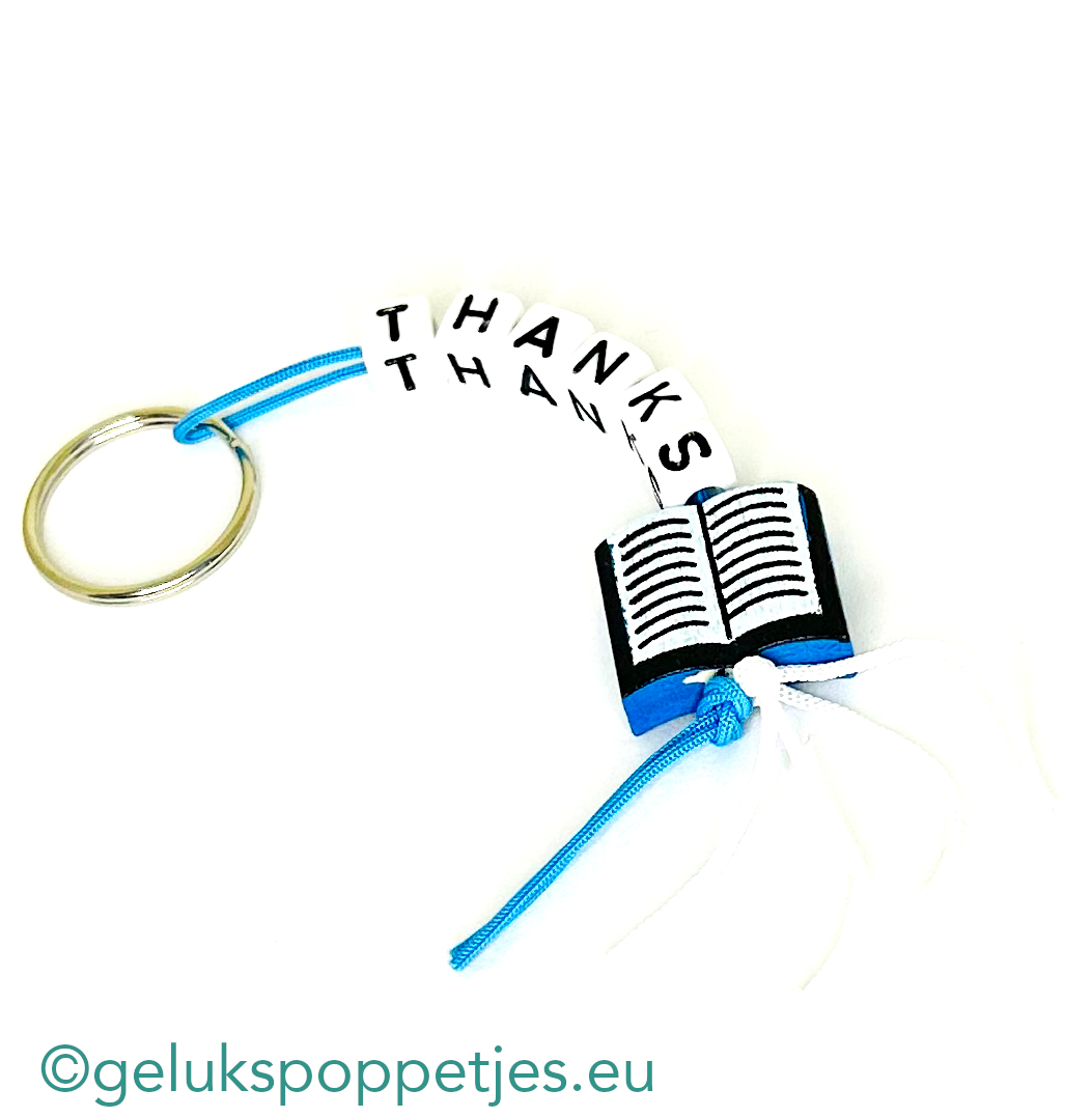 Thanks sleutelhanger met geluksboekje
