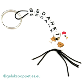 Bedankt sleutelhanger met gelukskippetje