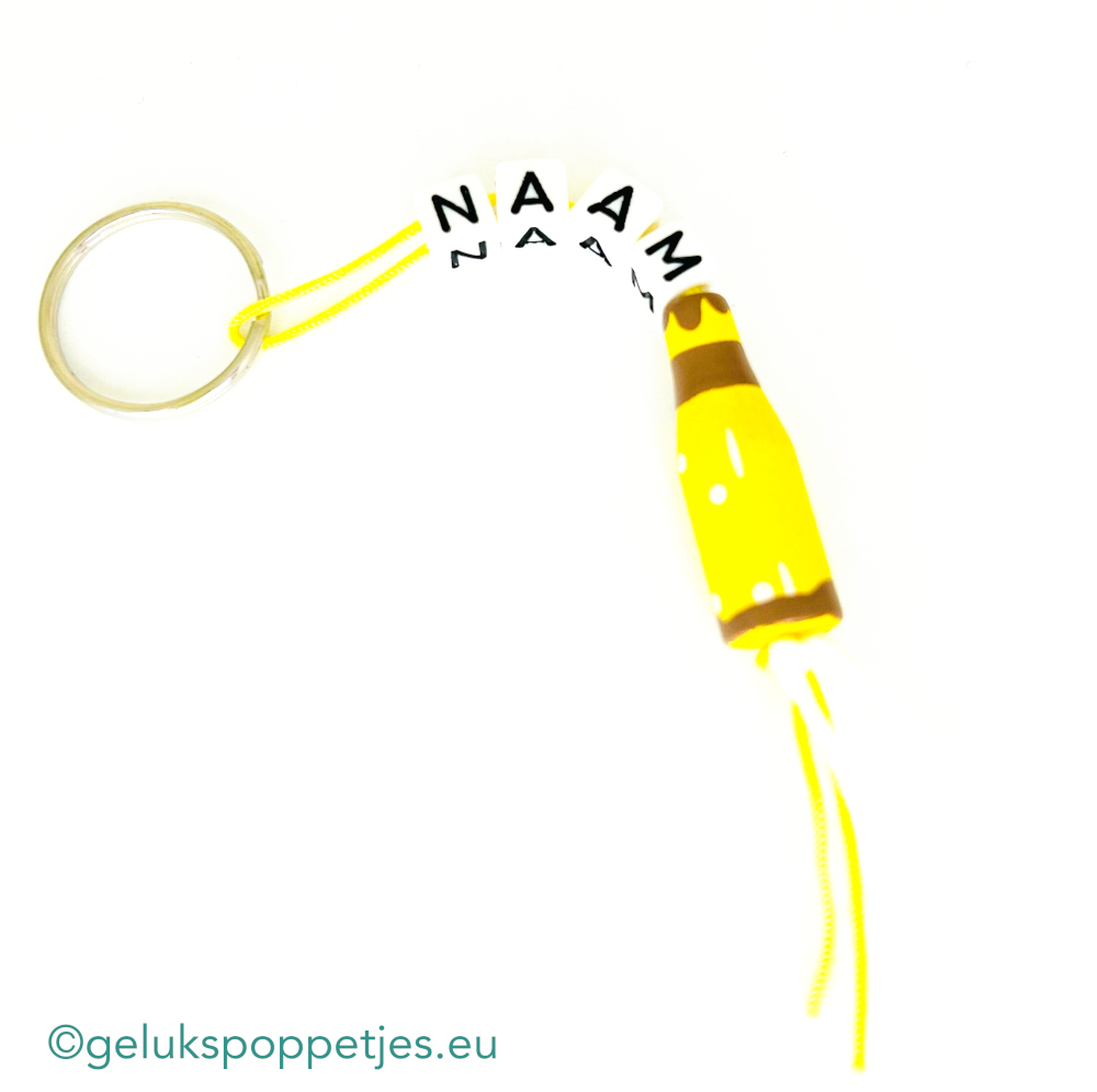 Naam sleutelhanger met bierflesje